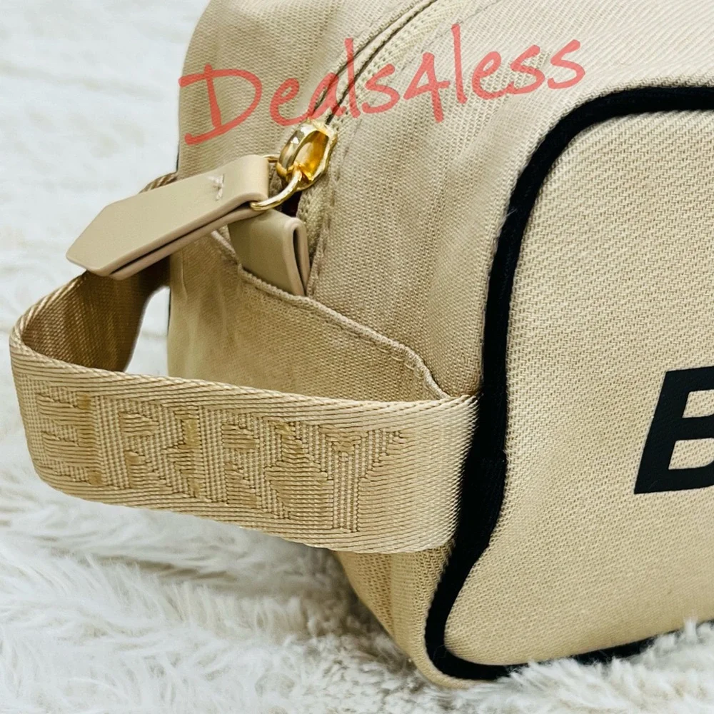 Burberry Bag Pouch Case Cosmetics Toiletry Travel Logo Handle Zippered New